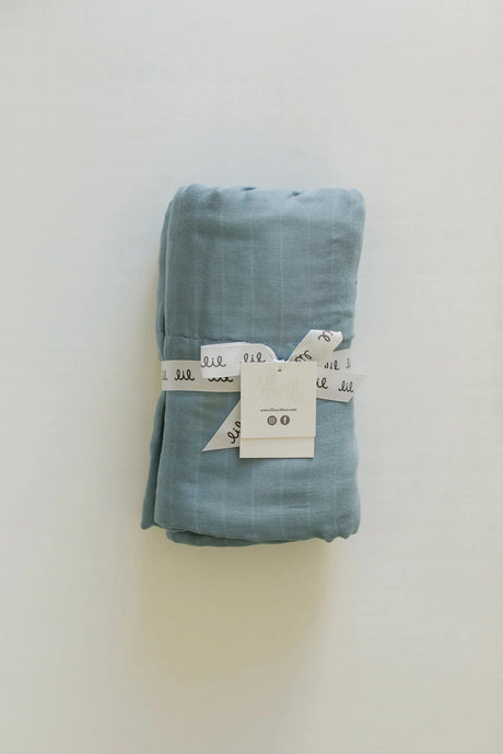 Lil North Co. Premium 8 layer Muslin Blanket - Dusty Blue - Princess and the Pea Boutique