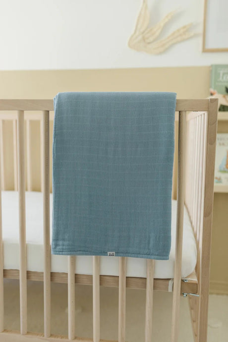 Lil North Co. Premium 8 layer Muslin Blanket - Dusty Blue - Princess and the Pea Boutique