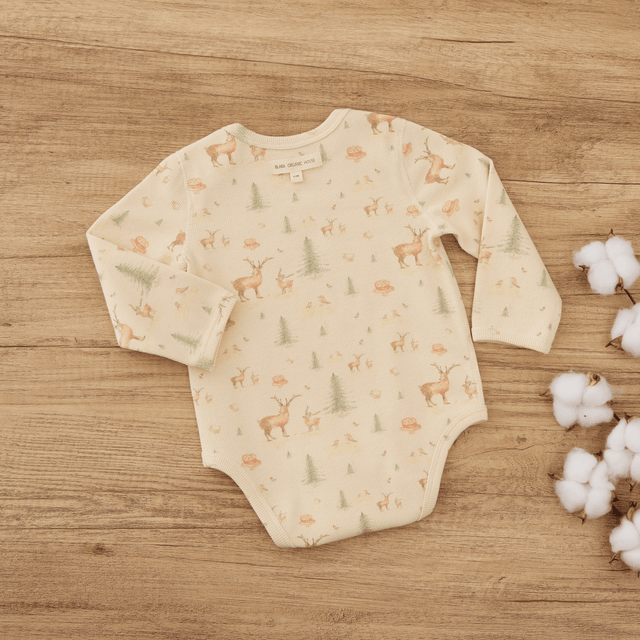 Long - sleeve Ribbed Bodysuit - Christmas Print - Princess and the Pea Boutique