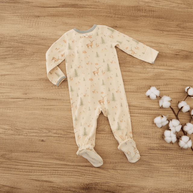 Long - sleeve Ribbed Footie Romper - Christmas Print - Princess and the Pea Boutique