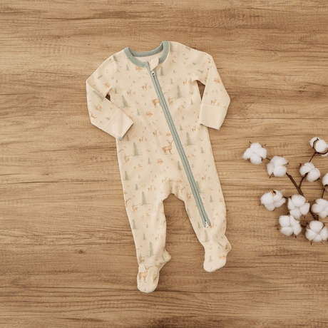 Long - sleeve Ribbed Footie Romper - Christmas Print - Princess and the Pea Boutique