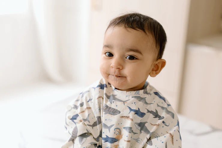 Loulou Lollipop Long Sleeve Bib - Sharks - Princess and the Pea Boutique
