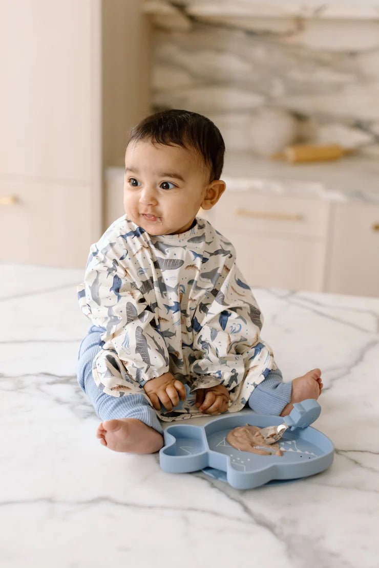 Loulou Lollipop Long Sleeve Bib - Sharks - Princess and the Pea Boutique