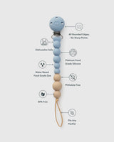 Loulou Lollipop OneC™ Silicone Pacifier Clip - Blue Fog - Princess and the Pea Boutique
