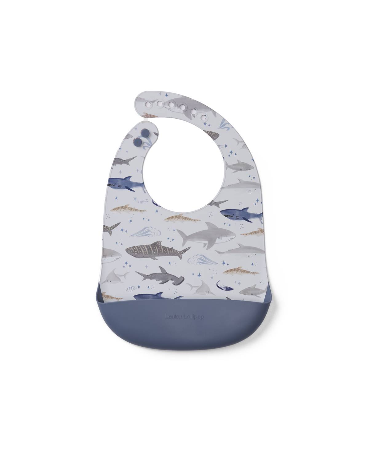 Loulou Lollipop Silicone Bib Printed - Sharks - Princess and the Pea Boutique