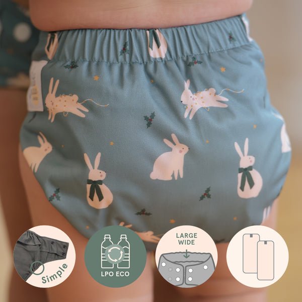 LPO Pocket Diaper Simple - Wide Elastic Festive Animals - Princess and the Pea Boutique