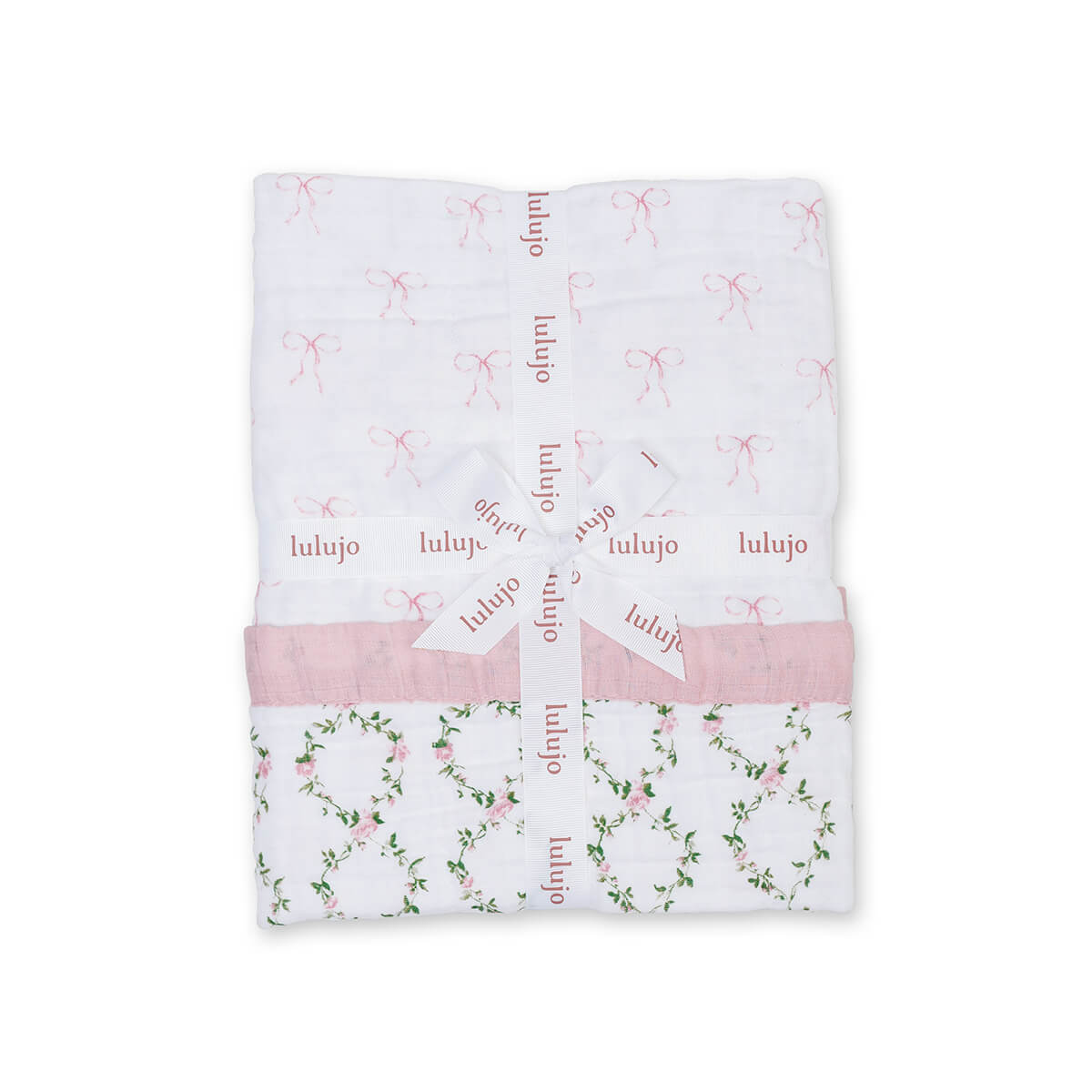 Lulujo Classic Muslin 3ply Quilt - Bows & Rose Trellis - Princess and the Pea Boutique