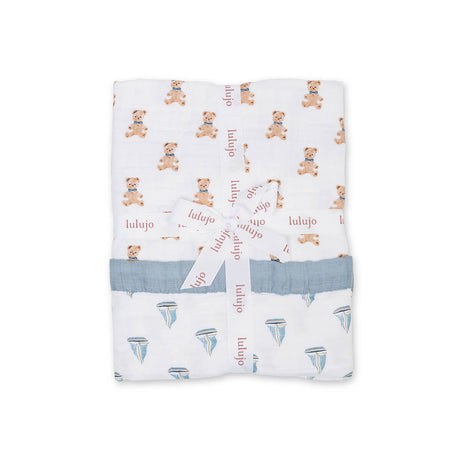 Lulujo Classic Muslin 3ply Quilt - Vintage Bear & Sailboats - Princess and the Pea Boutique