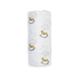 Lulujo Cotton Muslin Swaddle Blanket - Rocking Horse - Princess and the Pea Boutique