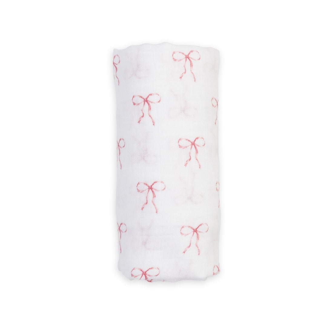 Lulujo Cotton Muslin Swaddle - Bows - Princess and the Pea Boutique