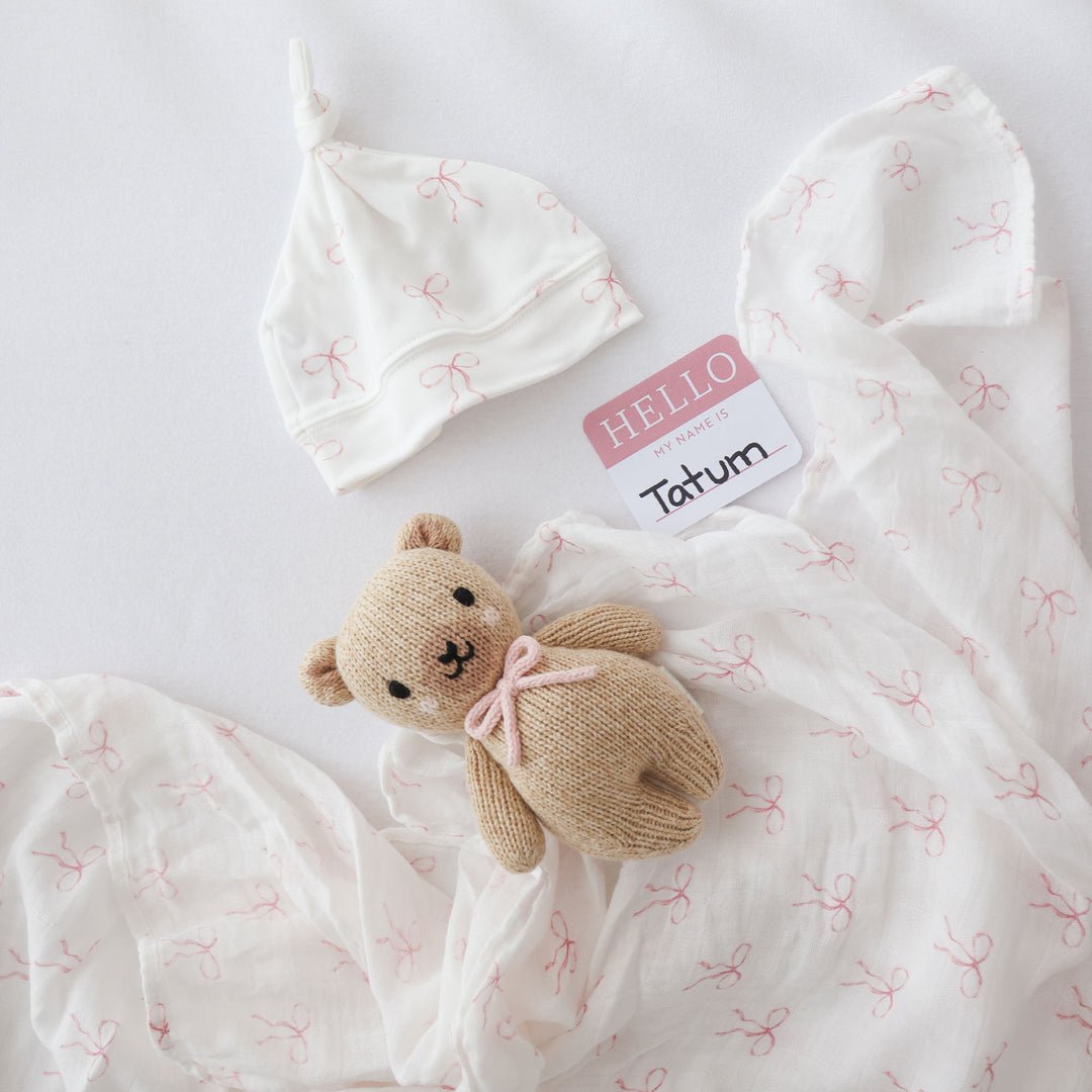 Lulujo Cotton Muslin Swaddle - Bows - Princess and the Pea Boutique