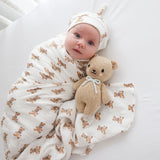 Lulujo Cotton Muslin Swaddle - Vintage Bear - Princess and the Pea Boutique