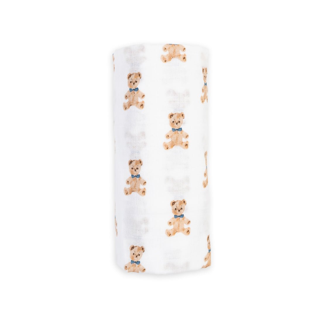 Lulujo Cotton Muslin Swaddle - Vintage Bear - Princess and the Pea Boutique