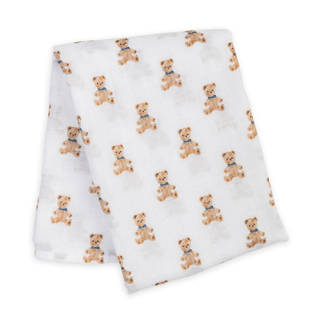 Lulujo Cotton Muslin Swaddle - Vintage Bear - Princess and the Pea Boutique