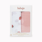 Lulujo Cotton Muslin Swaddles - Strawberry + Ballet Slipper 2 Pack - Princess and the Pea Boutique