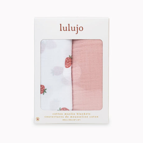Lulujo Cotton Muslin Swaddles - Strawberry + Ballet Slipper 2 Pack - Princess and the Pea Boutique