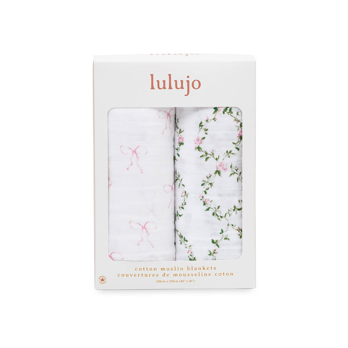 Lulujo Cotton Swaddle - Bows & Rose Trellis 2 Pack - Princess and the Pea Boutique