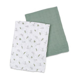 Lulujo Cotton Swaddle - Bunnies & Fern 2 Pack - Princess and the Pea Boutique