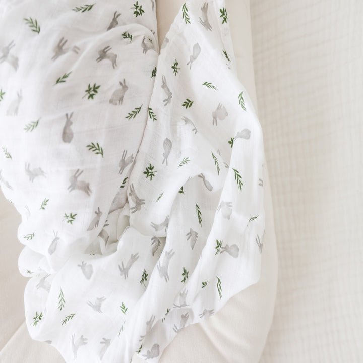 Lulujo Cotton Swaddle - Bunnies & Fern 2 Pack - Princess and the Pea Boutique