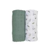 Lulujo Cotton Swaddle - Bunnies & Fern 2 Pack - Princess and the Pea Boutique