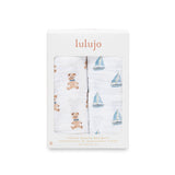 Lulujo Cotton Swaddle - Vintage Bear & Sailboat 2 Pack - Princess and the Pea Boutique