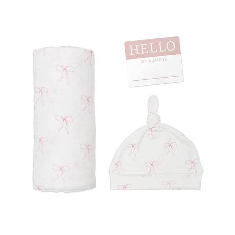 Lulujo Hello World Hat & Swaddle Sets - Bows - Princess and the Pea Boutique