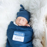 Lulujo Hello World Hat & Swaddle Sets - Navy - Princess and the Pea Boutique