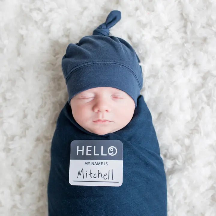 Lulujo Hello World Hat & Swaddle Sets - Navy - Princess and the Pea Boutique