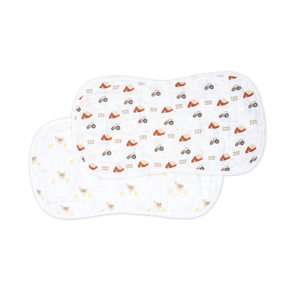Lulujo Muslin Burp Cloths Burp Cloths - 2pk Barnyard+ Hen and Chicks - Princess and the Pea Boutique