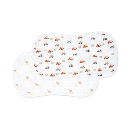 Lulujo Muslin Burp Cloths Burp Cloths - 2pk Barnyard+ Hen and Chicks - Princess and the Pea Boutique