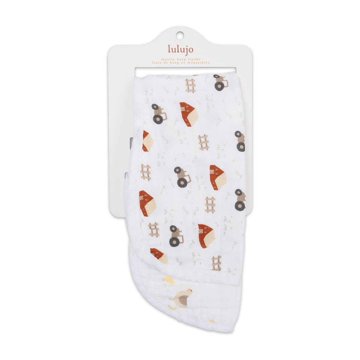 Lulujo Muslin Burp Cloths Burp Cloths - 2pk Barnyard+ Hen and Chicks - Princess and the Pea Boutique