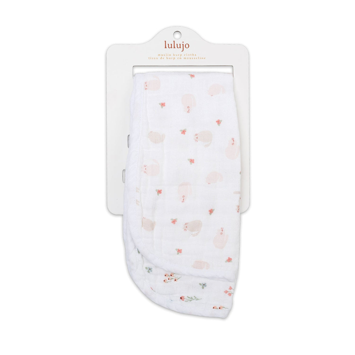Lulujo Muslin Burp Cloths Burp Cloths - 2pk Kitty+Flower - Princess and the Pea Boutique