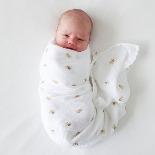 Lulujo Muslin Swaddle - Bees - Princess and the Pea Boutique