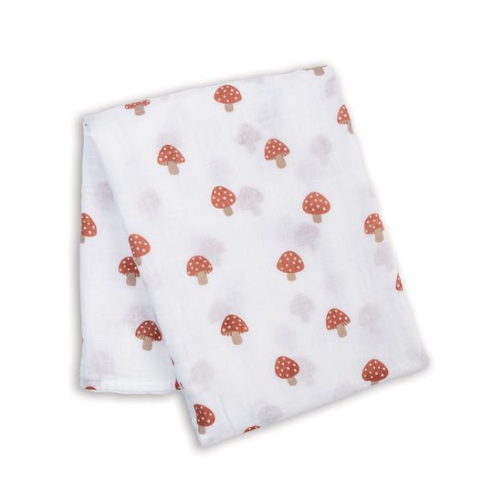 Lulujo Muslin Swaddle - Mushroom - Princess and the Pea Boutique