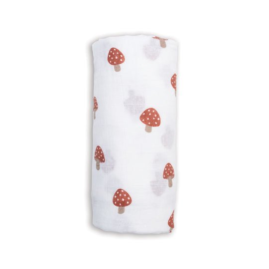 Lulujo Muslin Swaddle - Mushroom - Princess and the Pea Boutique