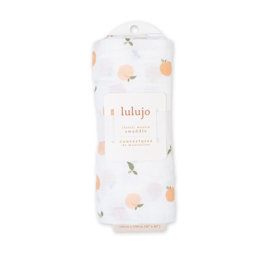 Lulujo Muslin Swaddle - Peaches - Princess and the Pea Boutique