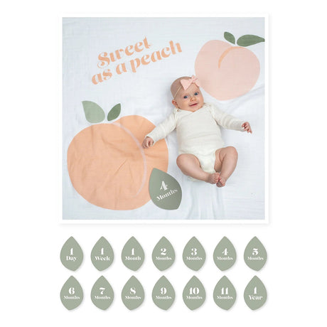 Lulujo Sweet as a Peach - Milestone Blanket - Princess and the Pea Boutique