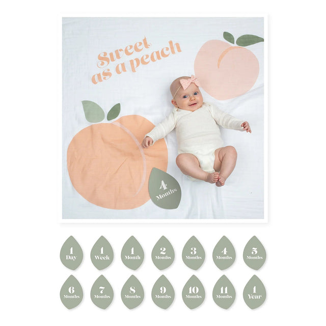 Lulujo Sweet as a Peach - Milestone Blanket - Princess and the Pea Boutique