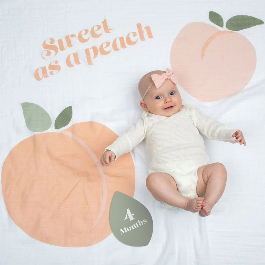 Lulujo Sweet as a Peach - Milestone Blanket - Princess and the Pea Boutique