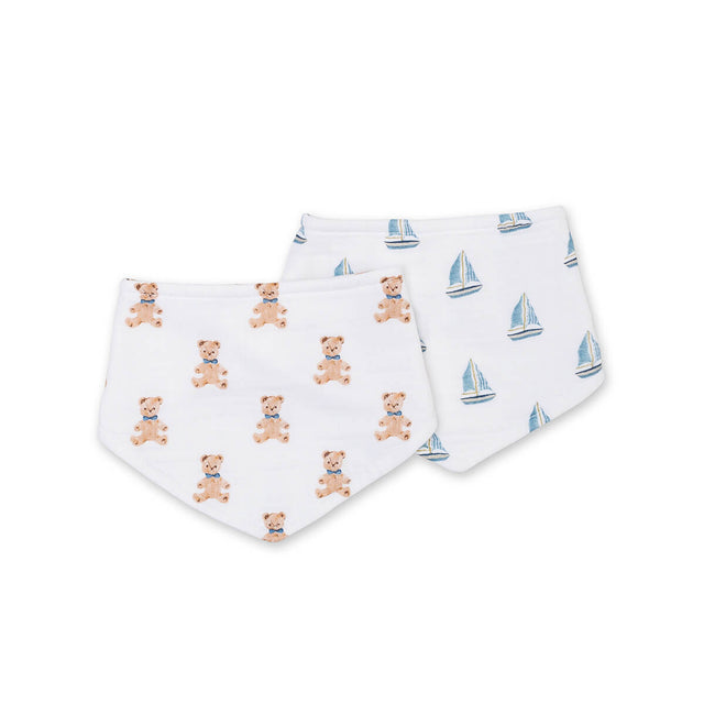 Lulujo Vintage Bears & Sailboats - Bandana Bibs - Princess and the Pea Boutique