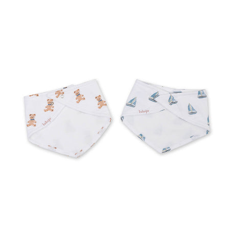 Lulujo Vintage Bears & Sailboats - Bandana Bibs - Princess and the Pea Boutique