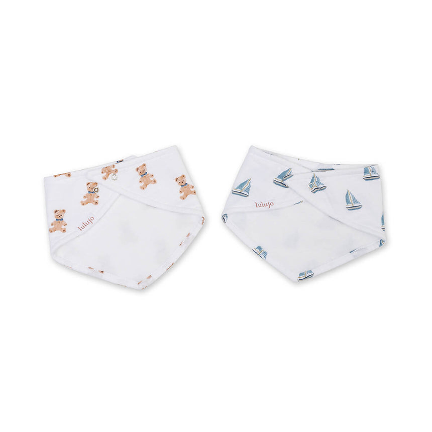 Lulujo Vintage Bears & Sailboats - Bandana Bibs - Princess and the Pea Boutique
