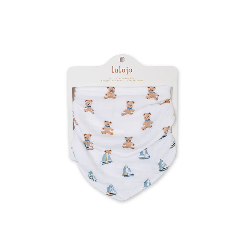 Lulujo Vintage Bears & Sailboats - Bandana Bibs - Princess and the Pea Boutique