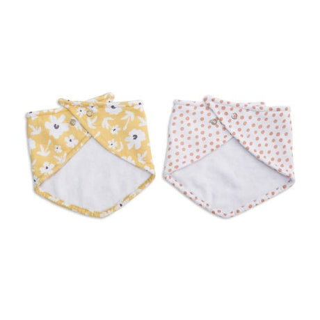 Lulujo Yellow Wildflowers & Dots - Bandana Bibs 2 Pack - Princess and the Pea Boutique