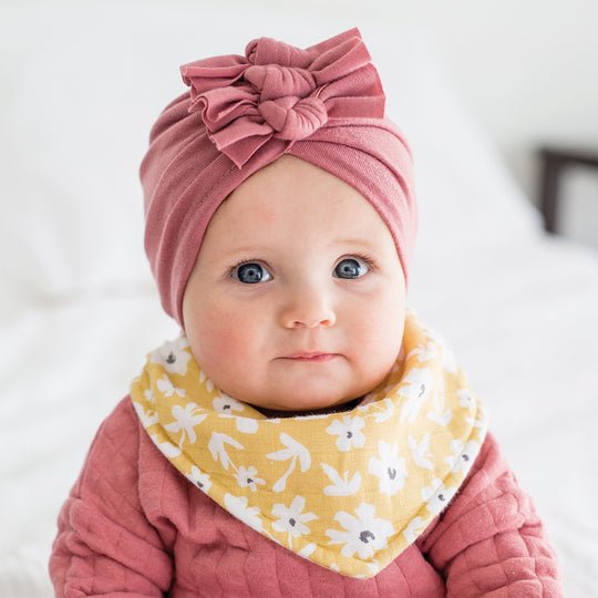 Lulujo Yellow Wildflowers & Dots - Bandana Bibs 2 Pack - Princess and the Pea Boutique