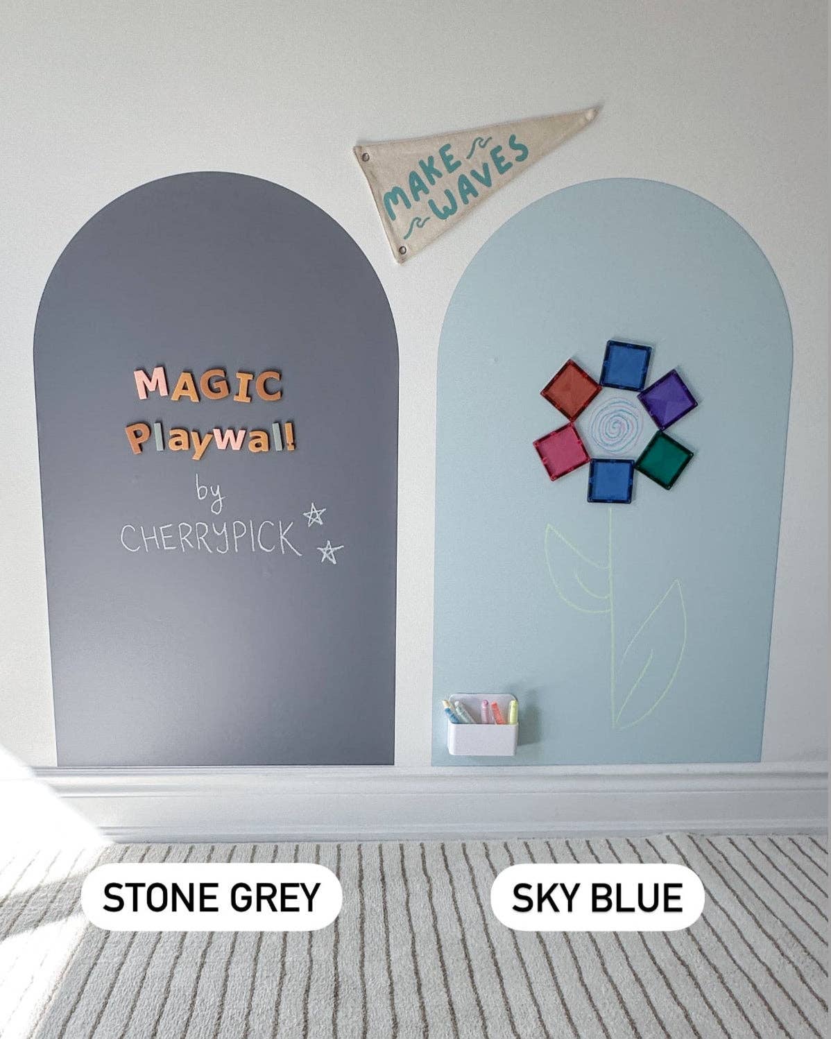 Magic Playwall - Arch Magnetic Wall Decal for Kids: Stone Grey - Princess and the Pea Boutique
