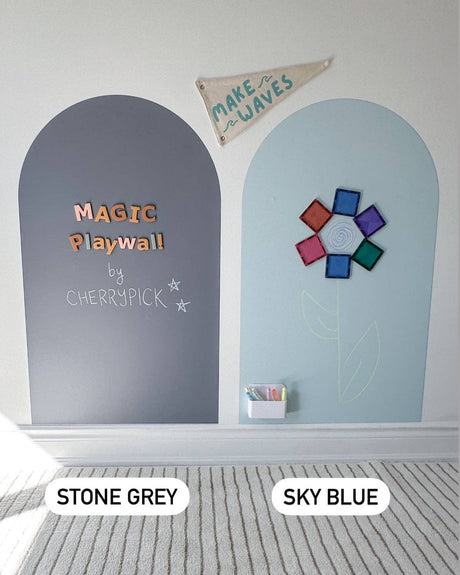 Magic Playwall - Arch Magnetic Wall Decal for Kids: Stone Grey - Princess and the Pea Boutique