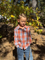 Me & Henry ATWOOD woven shirt rust/blue washed plaid - Princess and the Pea Boutique