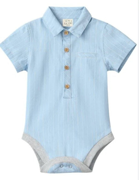 Me & Henry Helford Woven onesie - Chambray - Princess and the Pea Boutique
