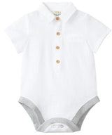 Me & Henry Helford Woven onesie - White - Princess and the Pea Boutique